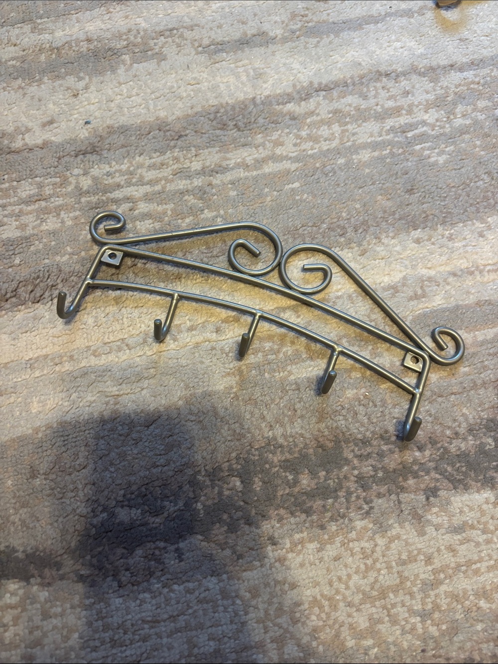 Metal Wall Hook Rack in Brushed Silver - Decorative 5-Hook Organizer
